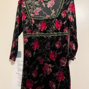 Gorgeous floral print velvet Betsey Johnson dress.